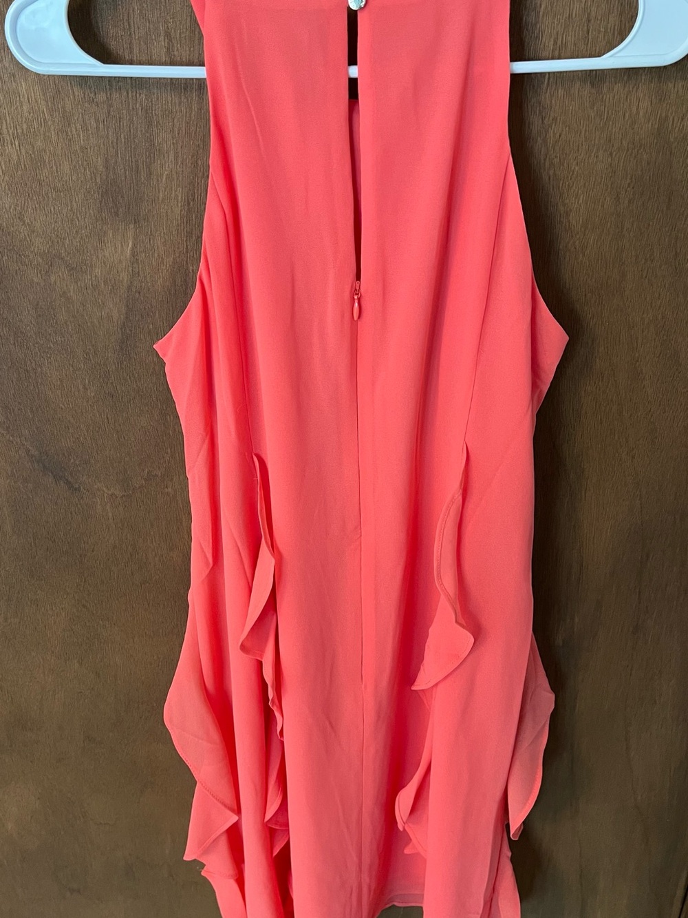 Vince Camuto Coral Halter Mini Dress with Ruffle Seam Detail - Picture 3 of 6